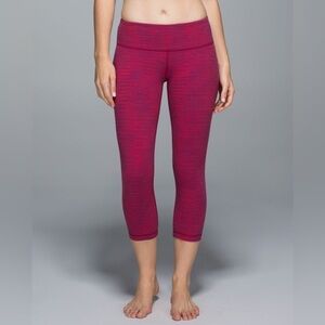 Lululemon Wunder Under Crop II Diamond Jacquard Space Dye Bumble Berry Womens 4